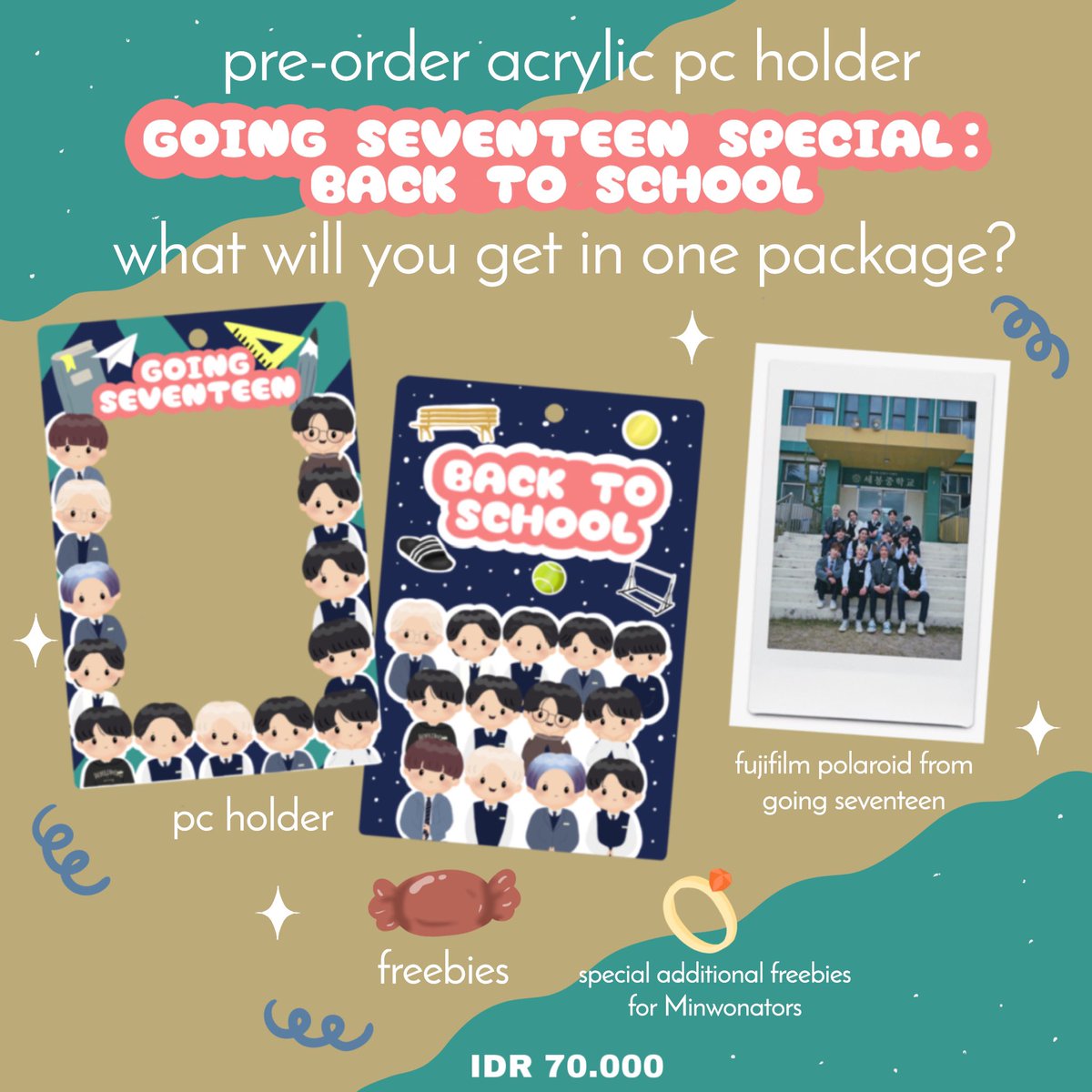 chans0cks's tweet photo. [🇲🇾 GO/help rt❣️] fanmade merchandises from 🇮🇩

🎁 hogwarts/sakura/cereal pc holder by 
@bibimcat_id
💰 RM24 each

🎁 going seventeen pc holder by 
@dearminwon__
💰 RM20/set

🎁 seventeen tv keychain by 
@dinologist
💰 RM14-RM15 each

🔗 https://t.co/qbnWiCvtiS
📅 ~15th January https://t.co/XlTu2wIs3l