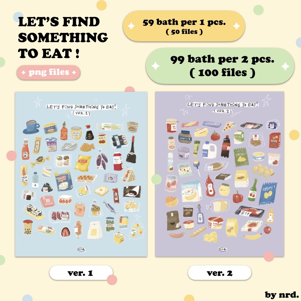 nrdpalette's tweet photo. / pls rt /
— png files 🥣

; let’s find something to eat !

⁕ 2 version 
⁕ price : 59 bath / 1 ver (50 png files)
⁕ 1 คน / 1 การซื้อ
⁕  personal use only ᐧ༚̮ᐧ
⁕ สั่งผ่าน dm ส่งเป็นไฟล์ google drive ♡♡

promotion in mention 👇🏻👇🏻👇🏻

#png #goodnotes https://t.co/Rm8jYYAitG