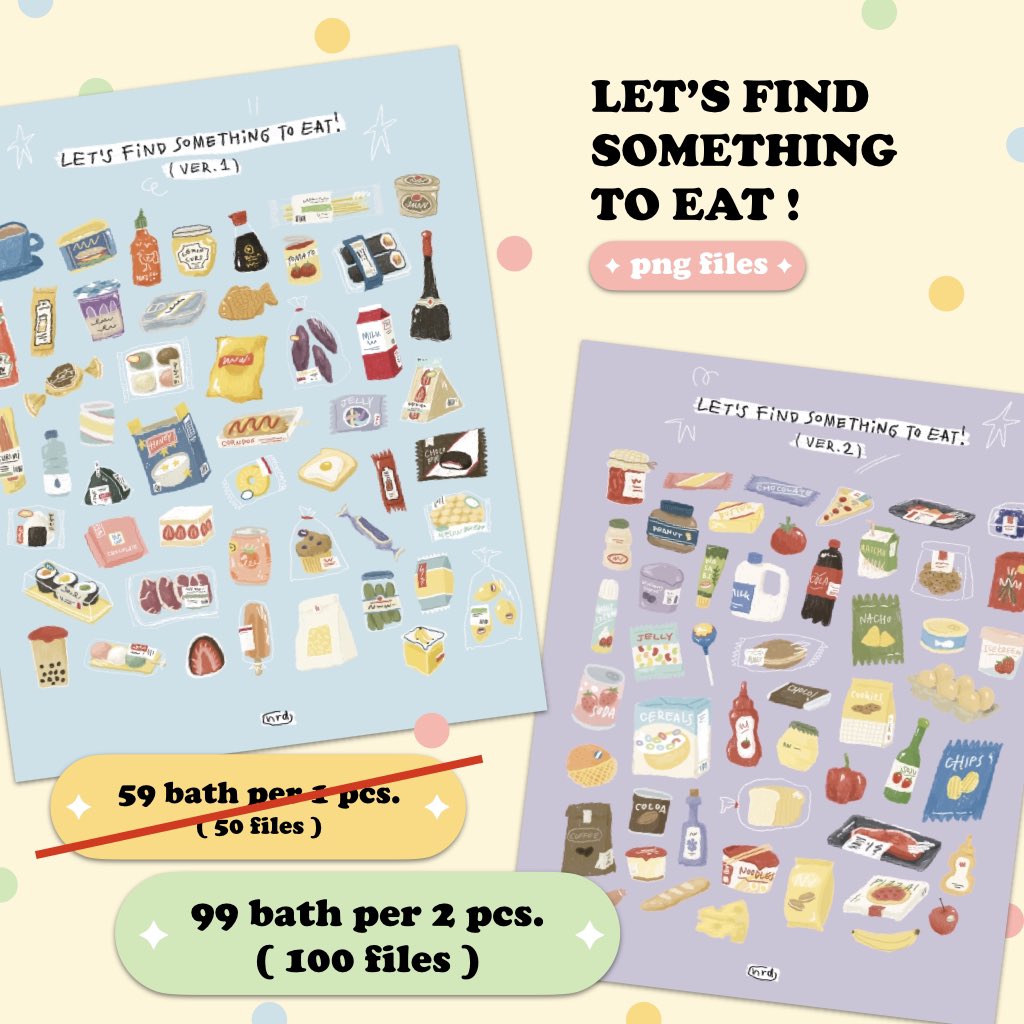 nrdpalette's tweet photo. / pls rt /
— png files 🥣

; let’s find something to eat !

⁕ 2 version 
⁕ price : 59 bath / 1 ver (50 png files)
⁕ 1 คน / 1 การซื้อ
⁕  personal use only ᐧ༚̮ᐧ
⁕ สั่งผ่าน dm ส่งเป็นไฟล์ google drive ♡♡

promotion in mention 👇🏻👇🏻👇🏻

#png #goodnotes https://t.co/Rm8jYYAitG