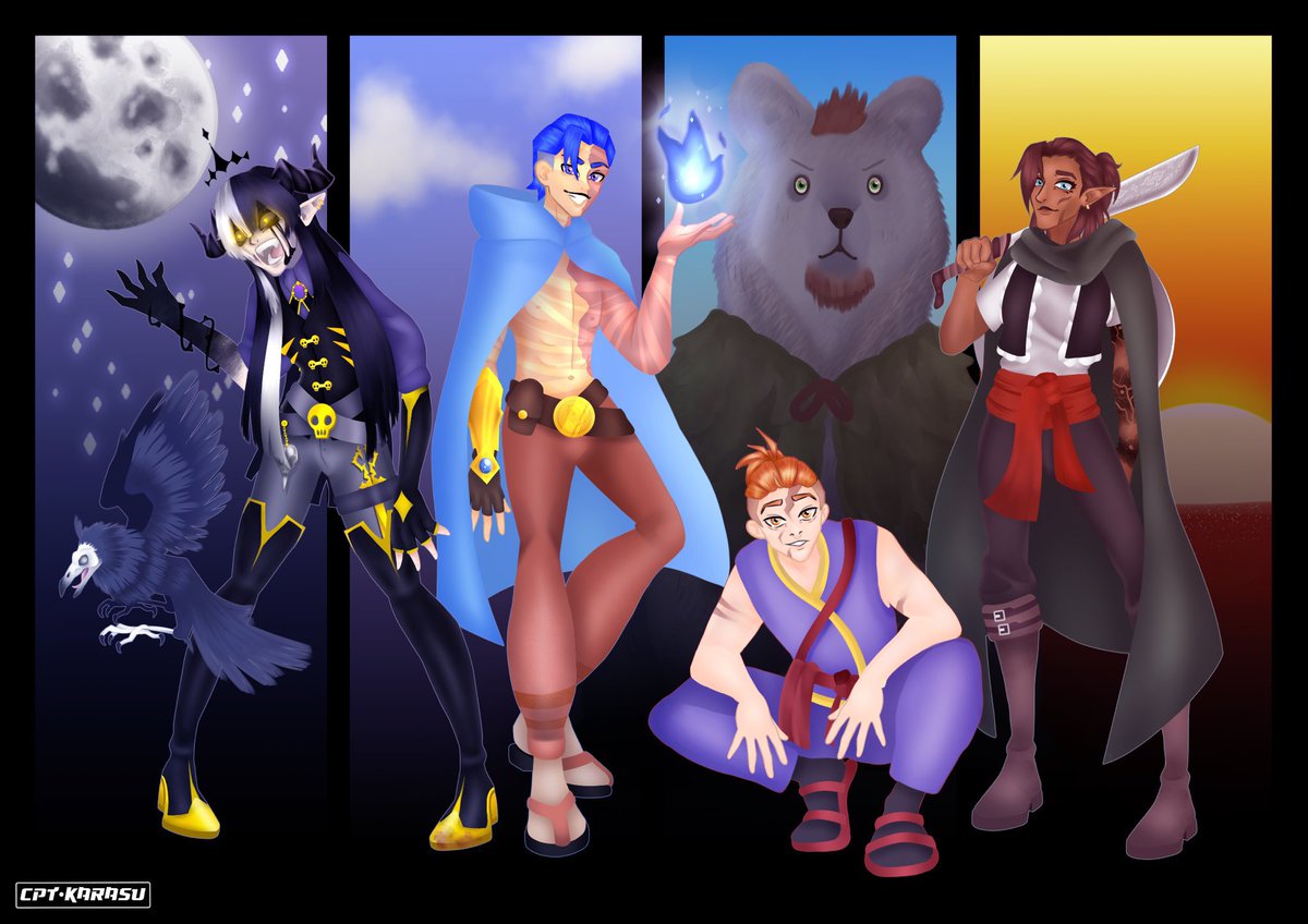 cptKarasu's tweet photo. Good morning #portfolioday 

Really proud of my work over the last year! I specialise in character design, and have loved experimenting with different styles for my various TTRPG characters! #characterart 

Contact: DM me! ✉️
See more: https://t.co/ASq7s6sArS ✨ https://t.co/tjV5SIEhiS
