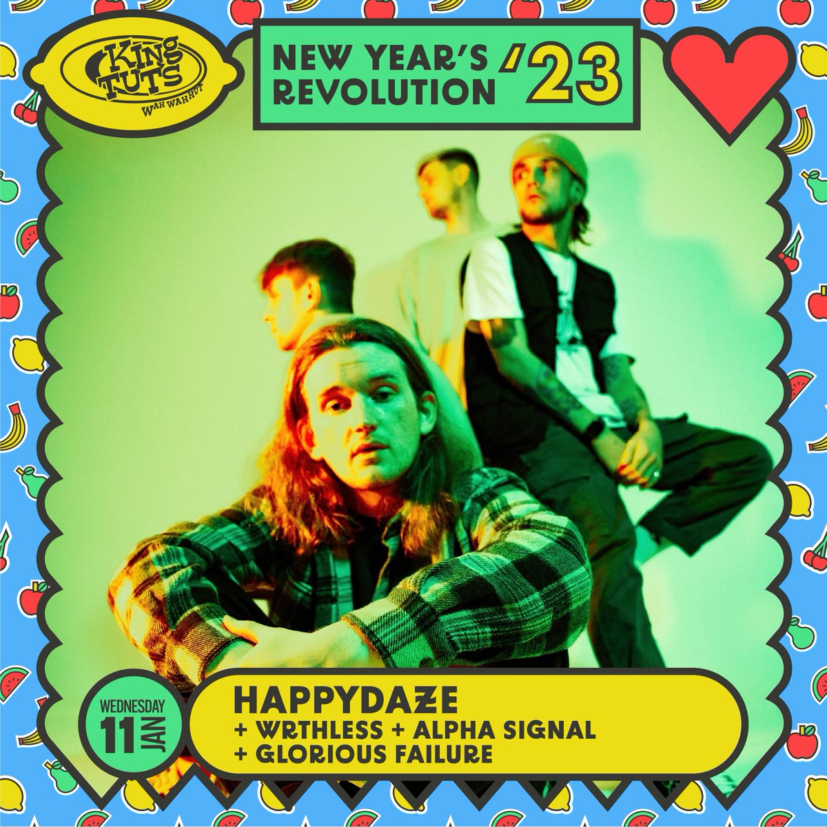 TONIGHT AT TUT'S ⇾ New Year's Revolution 2023: <a href="/happydazeuk/">happydaze</a> + <a href="/WRTHLESSmusic/">WRTHLESS</a> + <a href="/AlphaSignalBand/">Alpha Signal</a> + <a href="/gl0riousfailure/">GLORIOUS FAILURE</a> 

FINAL TICKETS → ktwwh.co/ktnyr23