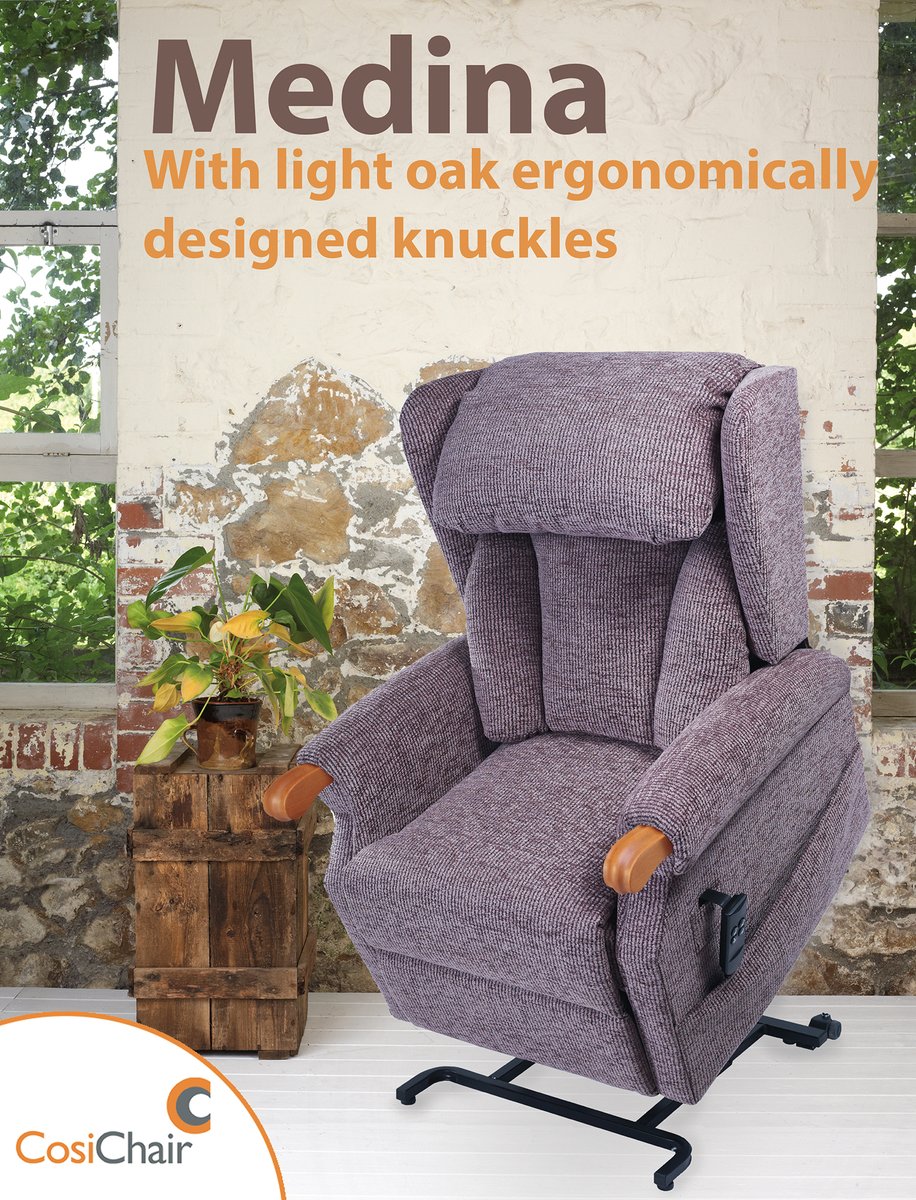 Customise your Medina with knuckles Riser Recliner.  It can be available with a Lateral back through Made to Order. Visit your nearest Cosi Chair Approved Retailer to find out more!