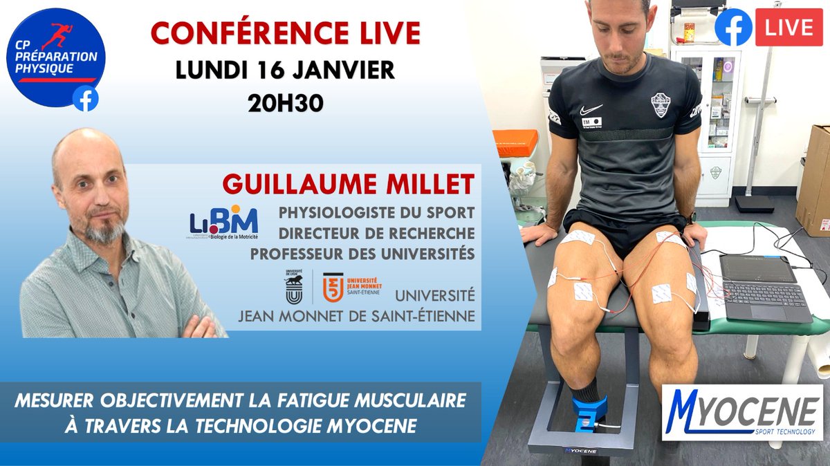 Myocene (@myocenesport) on Twitter photo Conférence Facebook Live ce 16 janvier sur la mesure de la fatigue musculaire avec l'intervention de <a href="/kinesiologui/">Guillaume Millet</a> ! Conférence Facebook Live ce 16 janvier sur la mesure de la fatigue musculaire avec l'intervention de <a href="/kinesiologui/">Guillaume Millet</a> !
