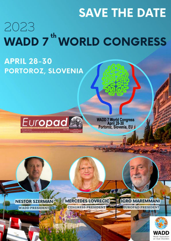 ISAMAddiction's tweet photo. 📢 The 7th World Congress of World Association on Dual Disorder will be held in Portoroz, Slovenia 🇸🇮 on April 28-30, 2023.
Free Communication or Poster Presentation deadline for abstract submission has been #extended to January 31st, 2023.
🌐 https://t.co/P7IHo358cV https://t.co/QGdeM2DJVK