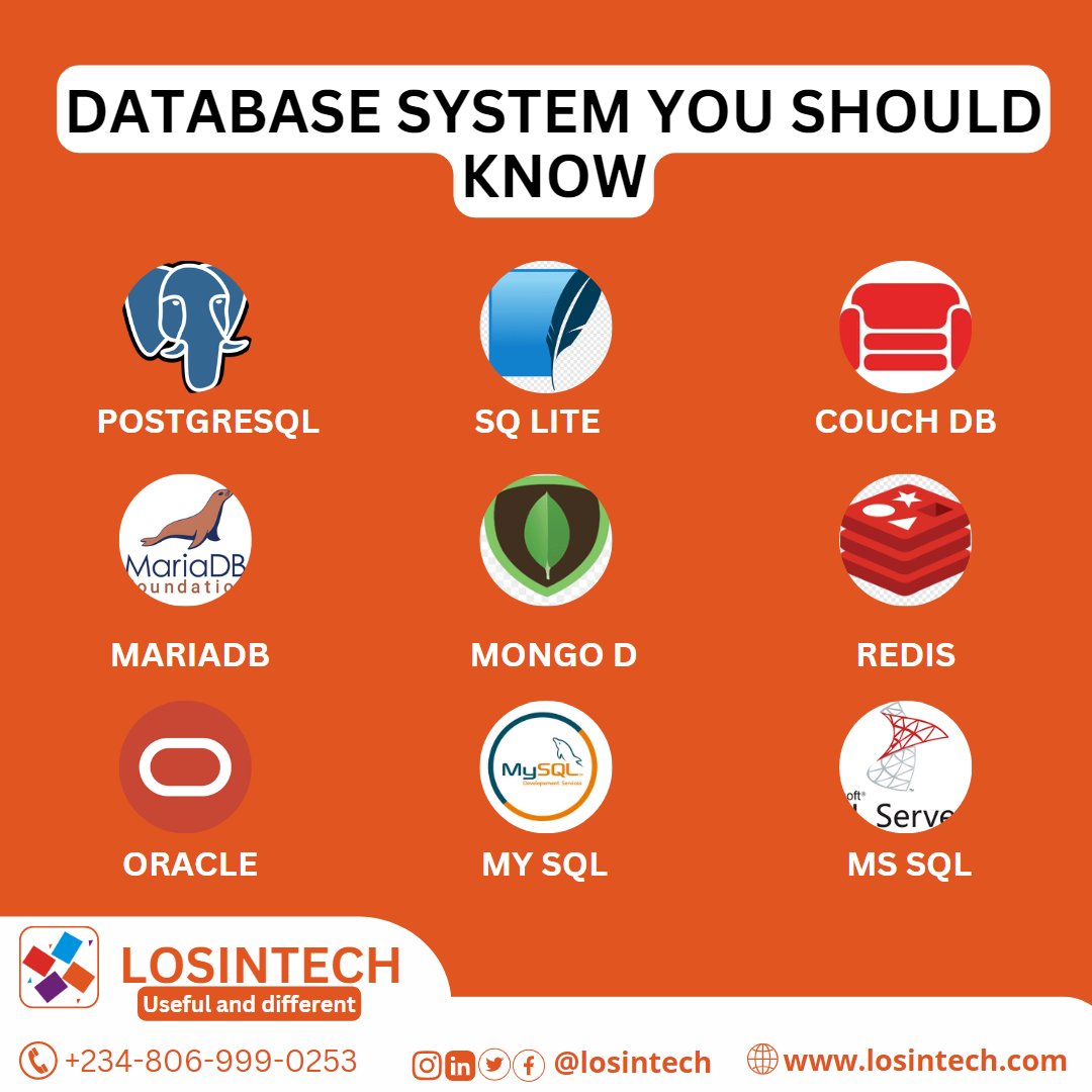 losintech's tweet photo. Database system you should know π‘
Like and follow us @losintech for more educational content π
#datamining #datadriven #sql #dataprotection #datamosh #databending #datass #dataviz #databasereall #datassdoe #mysql #sqlserver #programming #datassthough #python #javascript https://t.co/ULBfkpj0do