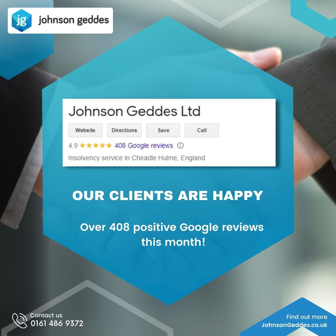 Johnson Geddes have been helping with debt solutions since 2012
The results say it all

Call for more advice on 0161 486 9372

#debtadvice #debtsolutions