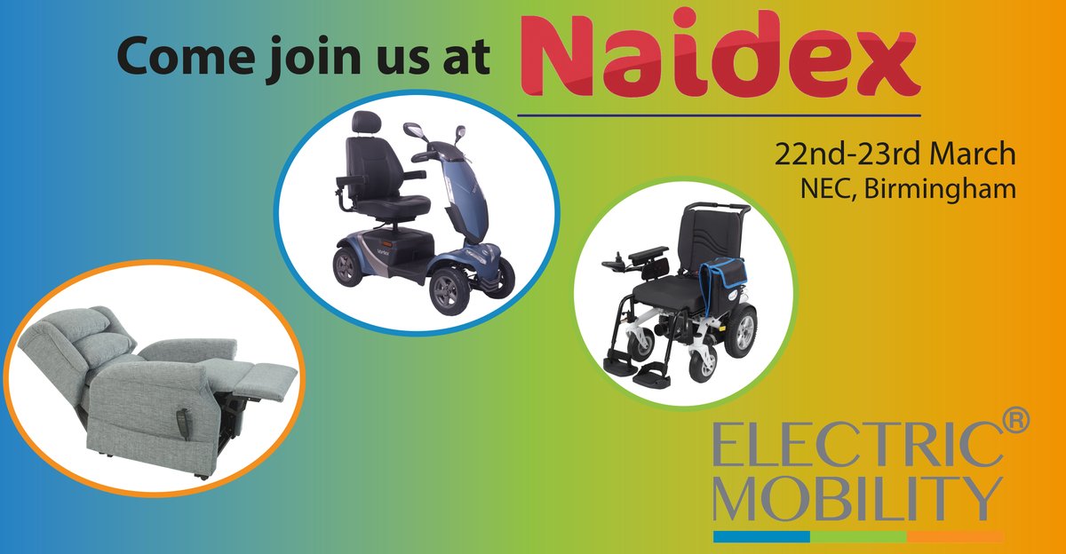 We are going to be at Naidex this year, come &amp; join us to test drive the products &amp; find out more about our amazing range of Rascal &amp; CosiChair products.