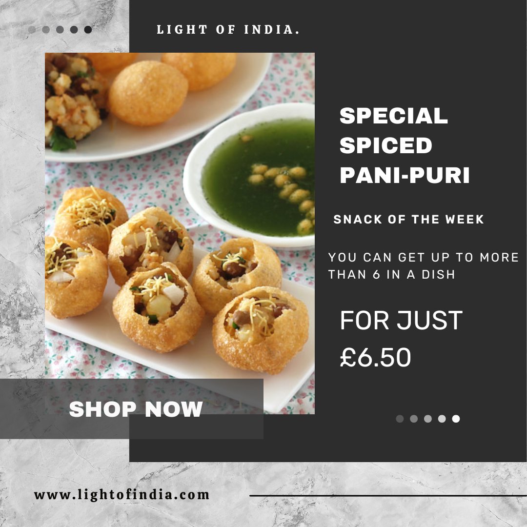 Light_ofIndia's tweet photo. Our pani puri is actually made with some of the finest masala in India! All spices are hand made by our chefs just for you!! Don't miss out.. Order now by giving us a visit or give us a ring! 

#food #panipuri #spicy #special #spices #masalas #ordernow #chefs https://t.co/Mb5gTFF8v0