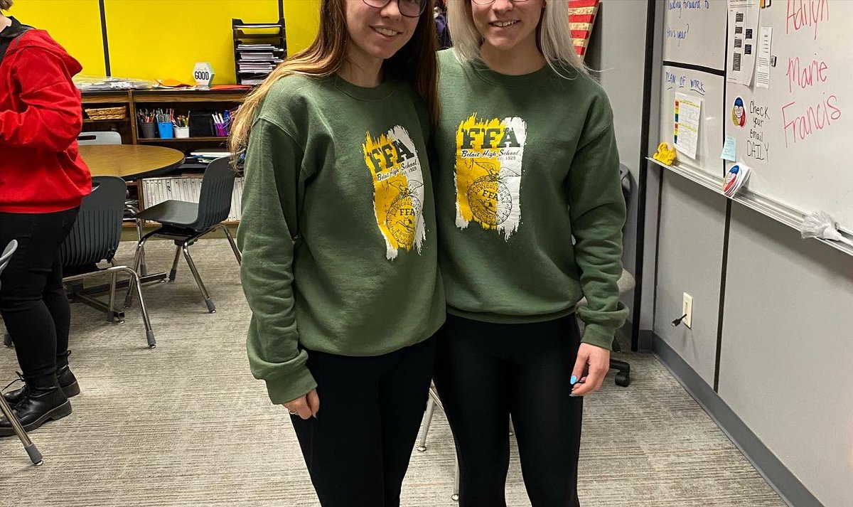 bhs_jagk's tweet photo. Some "Jaggers" twinning it up! We do have real life twins confusing all of us. Kassie and Carlee dressed in their FFA shirts. Lance and Mr. Cox didn't mean to be twins but had fun with it! #JAGKansas #JAGFamily #TPOD #winterhoco https://t.co/gEKIcBa8EY