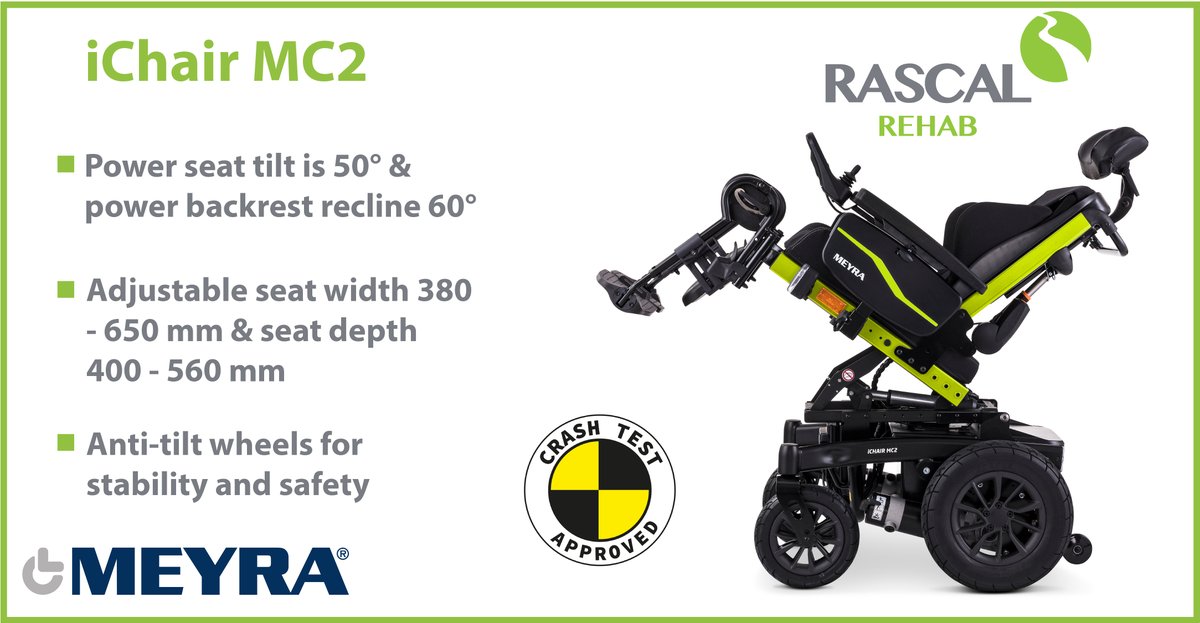 With the iChair MC2 from Rascal Rehab you really can have it all! Well designed, easy to control, durable &amp; heavy duty whilst its high degree of manoeuvrability enables it to be used indoors without issue. A versatile powerchair suitable for all-day use!