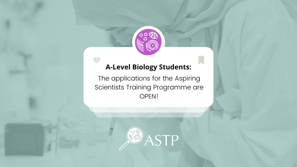 Calling all A-Level science students!
Applications to the Aspiring Scientists Training Programme 2023 are open!
Experience life as a Cambridge student, working in research labs alongside University scientists and staying in a Cambridge college: bit.ly/3CyVB09