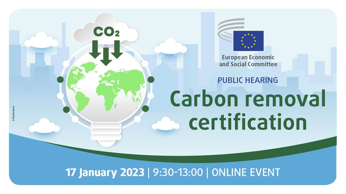 🤔How can we make the #EUCarbonRemovals Certification work?

➡️make it transparent 
➡️make it reliable 
➡️avoid #GreenWashing

🌍#EUGreenDeal  🇪🇺#ClimateNeutralEU

Join our online event on 17/01!
👉 europa.eu/!4n84mt