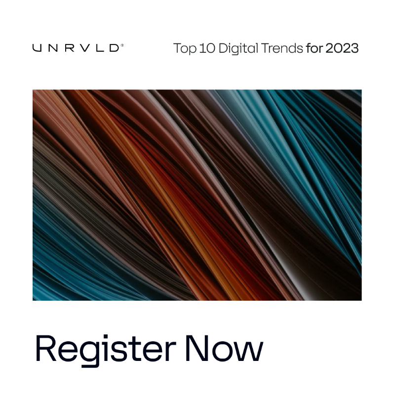 unrvldagency's tweet photo. Next week, UNRVLD hosts its first live event of the year: Top 10 Digital Trends for 2023.

Check out our expert speakers who will be informing you on the trends that should be influencing your digital roadmap for the year ahead.

Register now and secure your seat. 

#trends2023