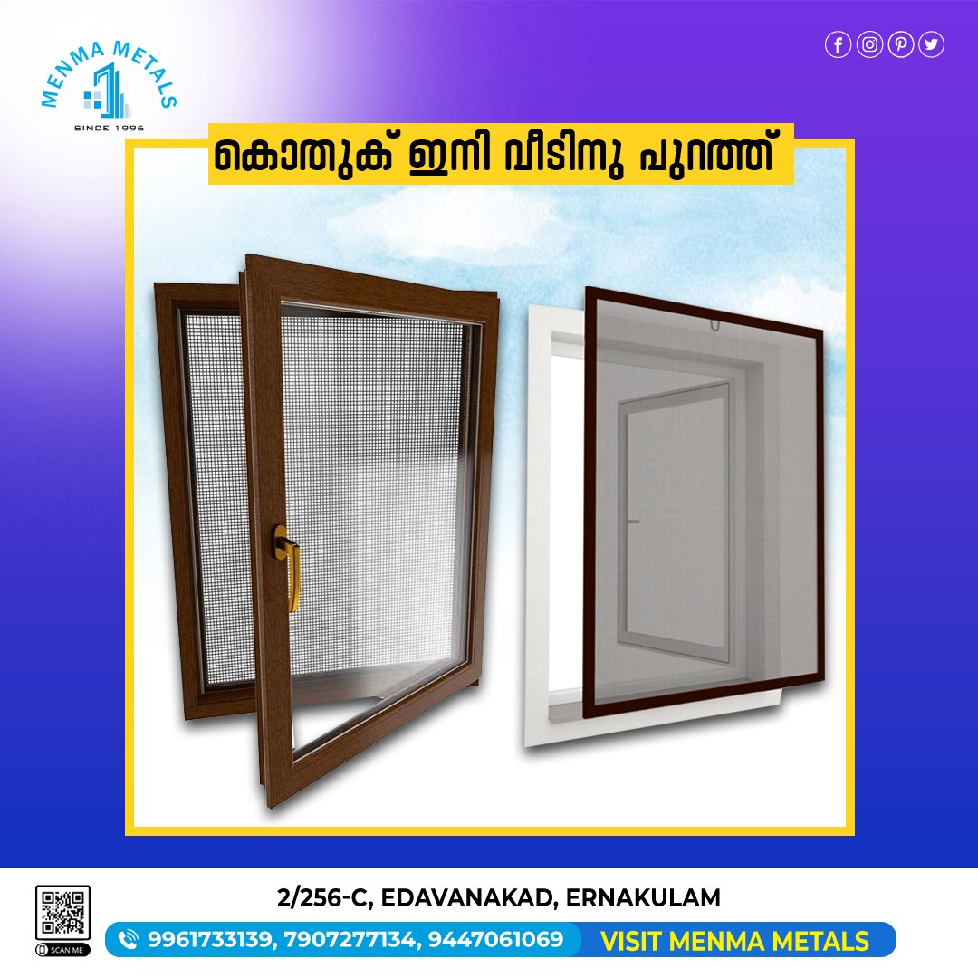 MenmaMetal's tweet image. A simple and effective way to protect against mosquitoes and other infectious insects
We provide a lightweight, durable, and quality #mosquitonet for your windows &amp;amp; doors.

Visit our showroom
MENMA METALS
2/256-C, EDAVANAKAD P.O. 682502, ERNAKULAM, KERALA

#menmametals #ernakulam