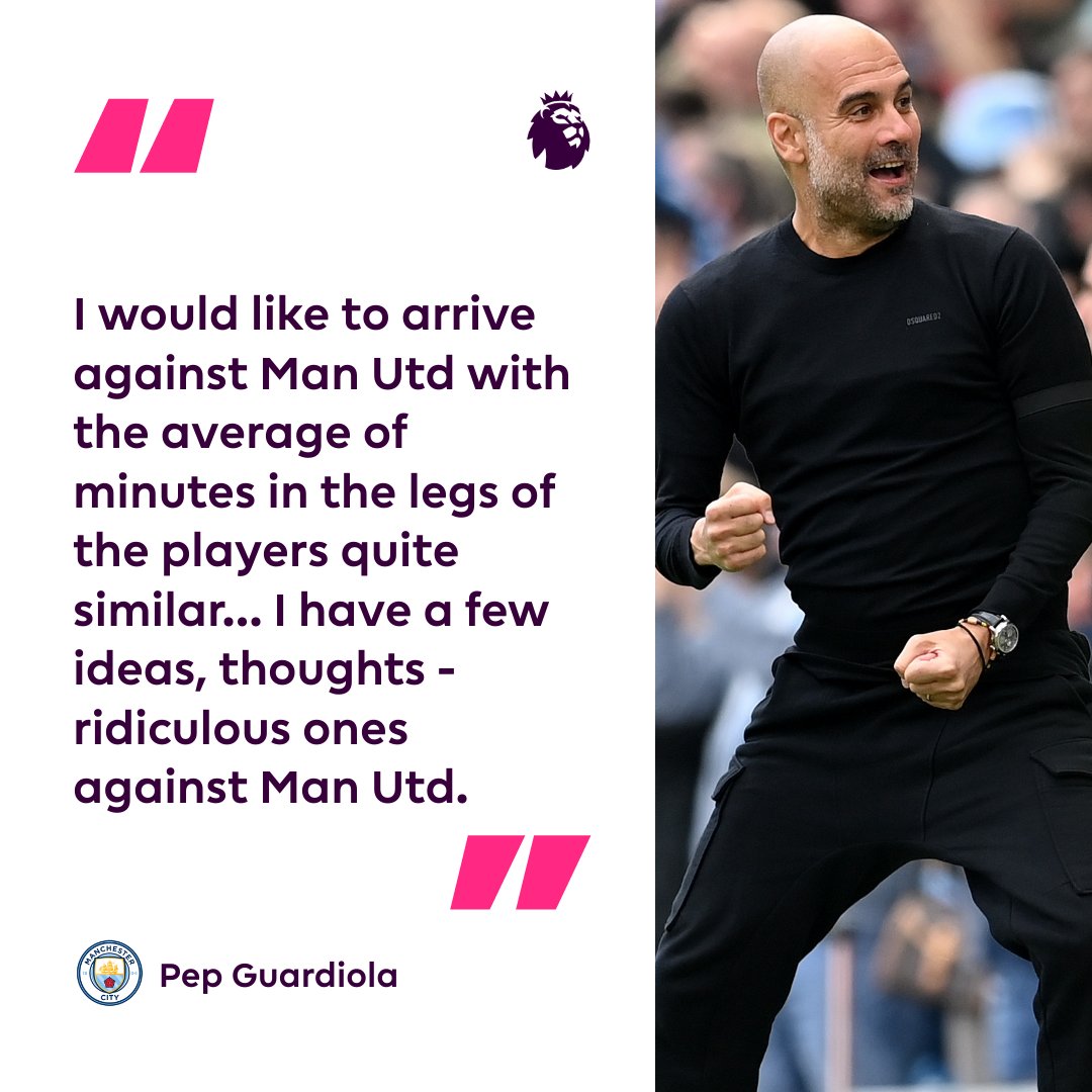 premierleague's tweet photo. What does Pep Guardiola have in store for the Manchester derby? 🤔 https://t.co/JQ6AA1A17n