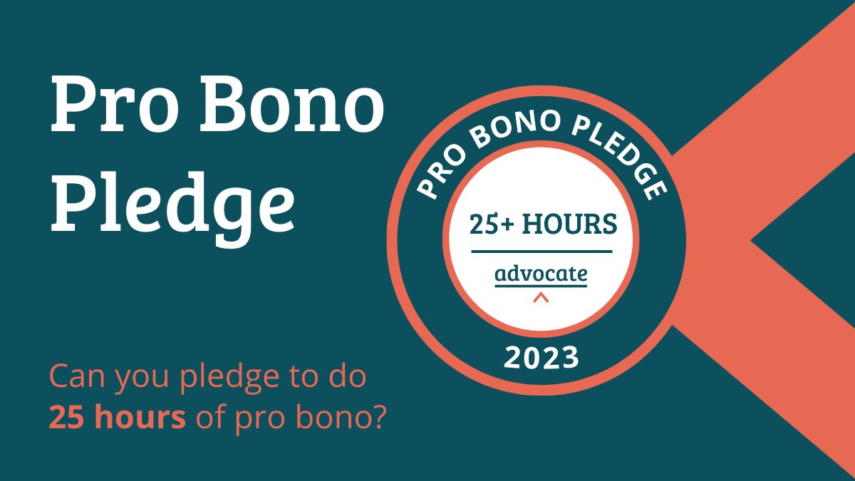 📢📢📢The #ProBonoPledge is HERE!📢📢📢

Can you pledge to make #probono part of your practice in 2023?

Pledge your pro bono hours here >>> bit.ly/ProBonoPledge25