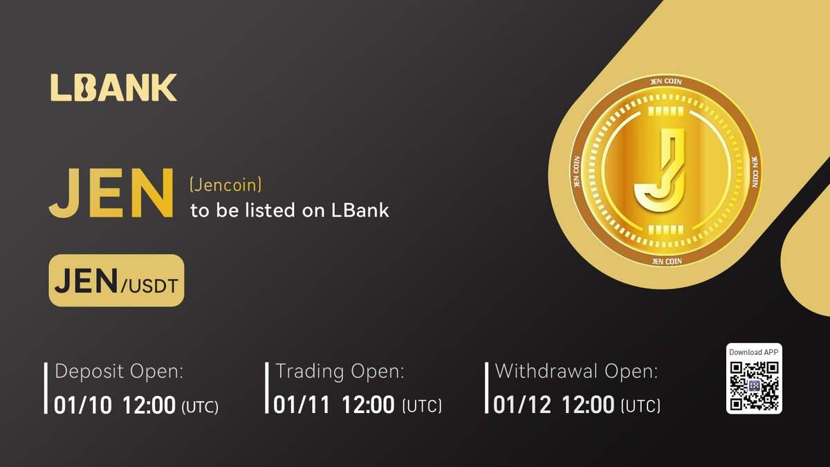 💫New #Trading 

🌟 $JEN(Jencoin) Trading will open soon!  <a href="/Thejencoin/">JEN COIN</a>

👉Trade here: lbank.com/en-US/trade/je…

❤️ Details:  bit.ly/3jW0BFz
