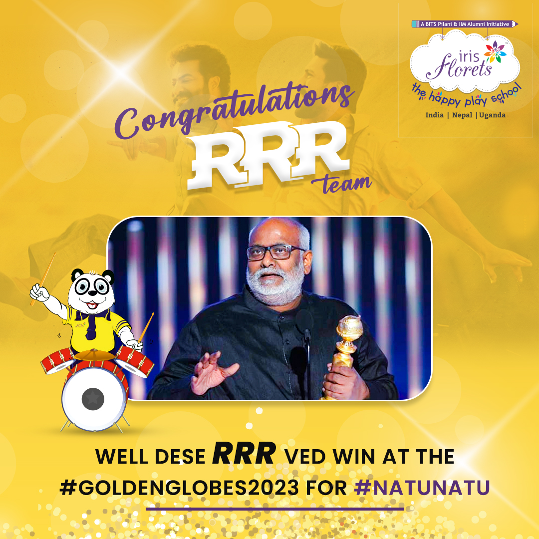 IrisEducare's tweet photo. Congratulations team #RRR for a well deserved win at the #GoldenGlobes2023 for #NatuNatu https://t.co/AAc0Vhfi8M
