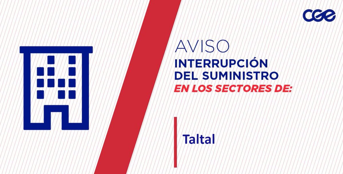 CGE_Clientes's tweet photo. Informamos a nuestros clientes de Ruta 1, Luis Godoy, Avenida Salvador Allende, Avenida Arturo Prat y aledaños, comuna de #Taltal, la interrupción del suministro eléctrico. Nuestro personal de emergencia ya está informado. /RT @taltalfm https://t.co/8v2LHxggmE