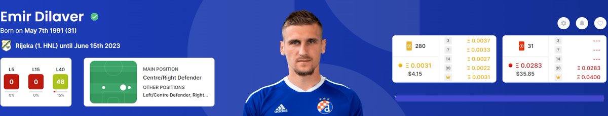scout_cro's tweet photo. Why is Emir #Dilaver my bargain deal in @NKRijeka for @sorare players?
▶️read in comment
‼️‼️retweet my tweet and you will get in inbox my expected line ups for Rijeka with set pice takers and key player!
#Sorare #PlaySharper #SorareCroatia #SorareData https://t.co/LvcERMsfjW