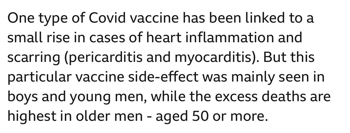 paulfrewDUP's tweet photo. Another issue with BBC reporting of Excess Deaths is this curious line? When did BBC report on vaccine linked to major heart problems? What one is it? Is it still in use? People should know! Folk were coerced into taking this! Some lost their jobs, others discriminated against https://t.co/iAyd9reLav
