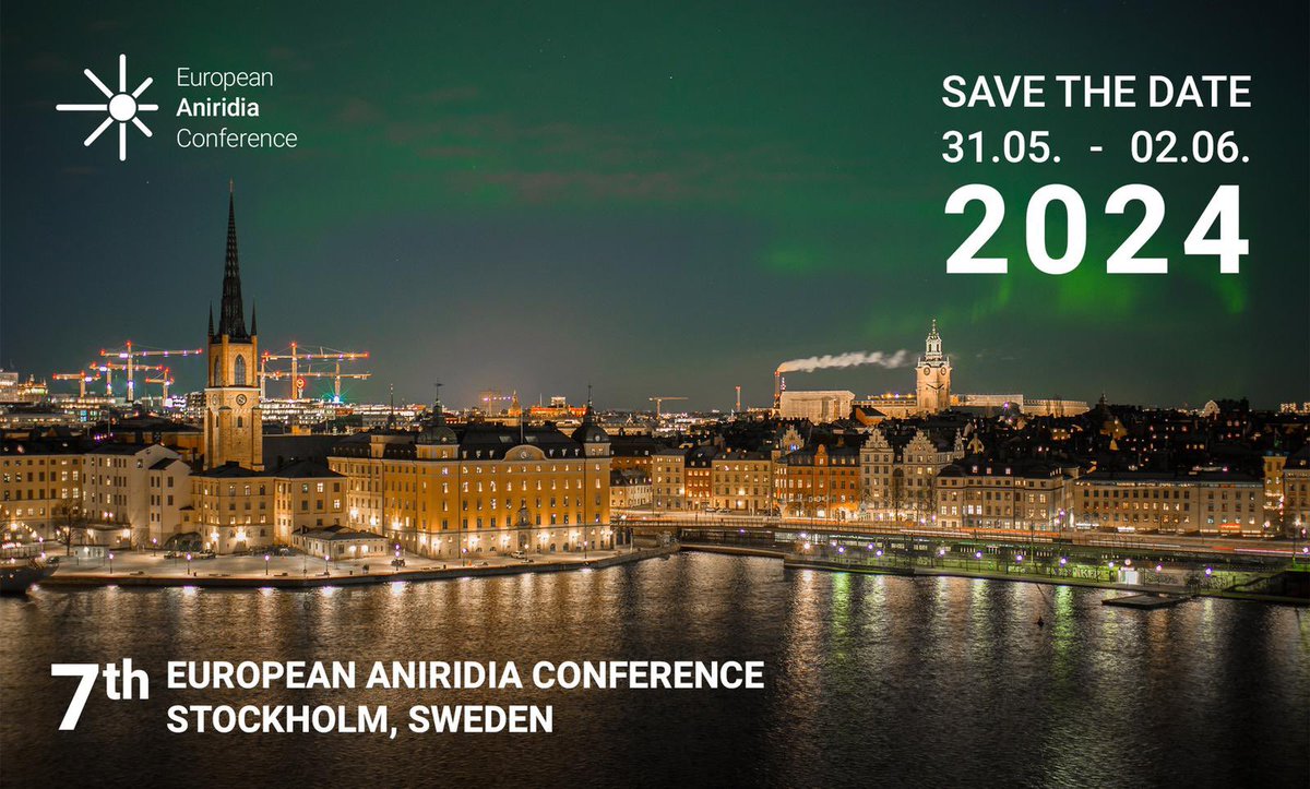 📣 Aniridia Sweden together with Aniridia Europe is proud to announce the 7th European Aniridia Conference (EAC) that will take place in Stockholm, Sweden on May 31st - June 2nd 2024.

👉Read more here: aniridiaconference.org