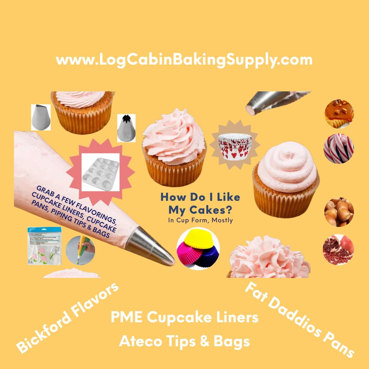 BakingLog's tweet photo. Grab some cupcake supplies for #nationalbakingmonth 

https://t.co/TjD7D9TuDP 
#cupcakes #logcabinbakingsupply #cupcake #decoratedcupcakes #cupcakelove #flavorings #peppermint #hazelnut #pomegranate #toffee #pipingtips #shopsmall #cupcakedecorating #cupcakeaddict #cupcakelover https://t.co/6p8KnP7wPf