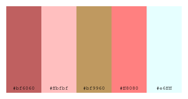 ColPaletteBot's tweet photo. Beep beep, here's a pretty color palette for you!
color-scheme.js parameters used:
- hue: 210
- variation: light
- colors: #bf6060, #ffbfbf, #bf9960, #ff8080, #e6ffff
Have a lovely day!
#twitterbot #colorpalette #colors #palette #prettycolors https://t.co/Iu1b7vX3RF