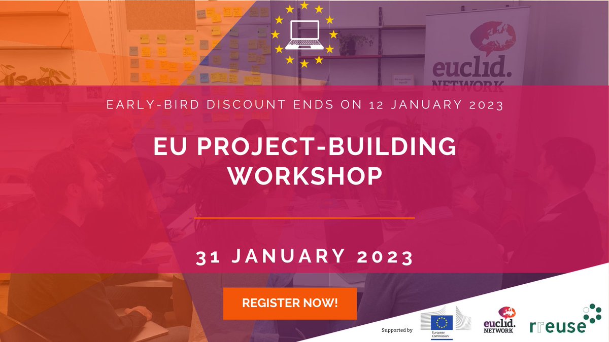 📢Last chance to get your early-bird ticket for our EU Project-Building Workshop Are you a social enterprise support organisation or a network supporting social entrepreneurs? Would you like to learn more about EU funding programmes? Email gerlinde@euclidnetwork.eu to register!