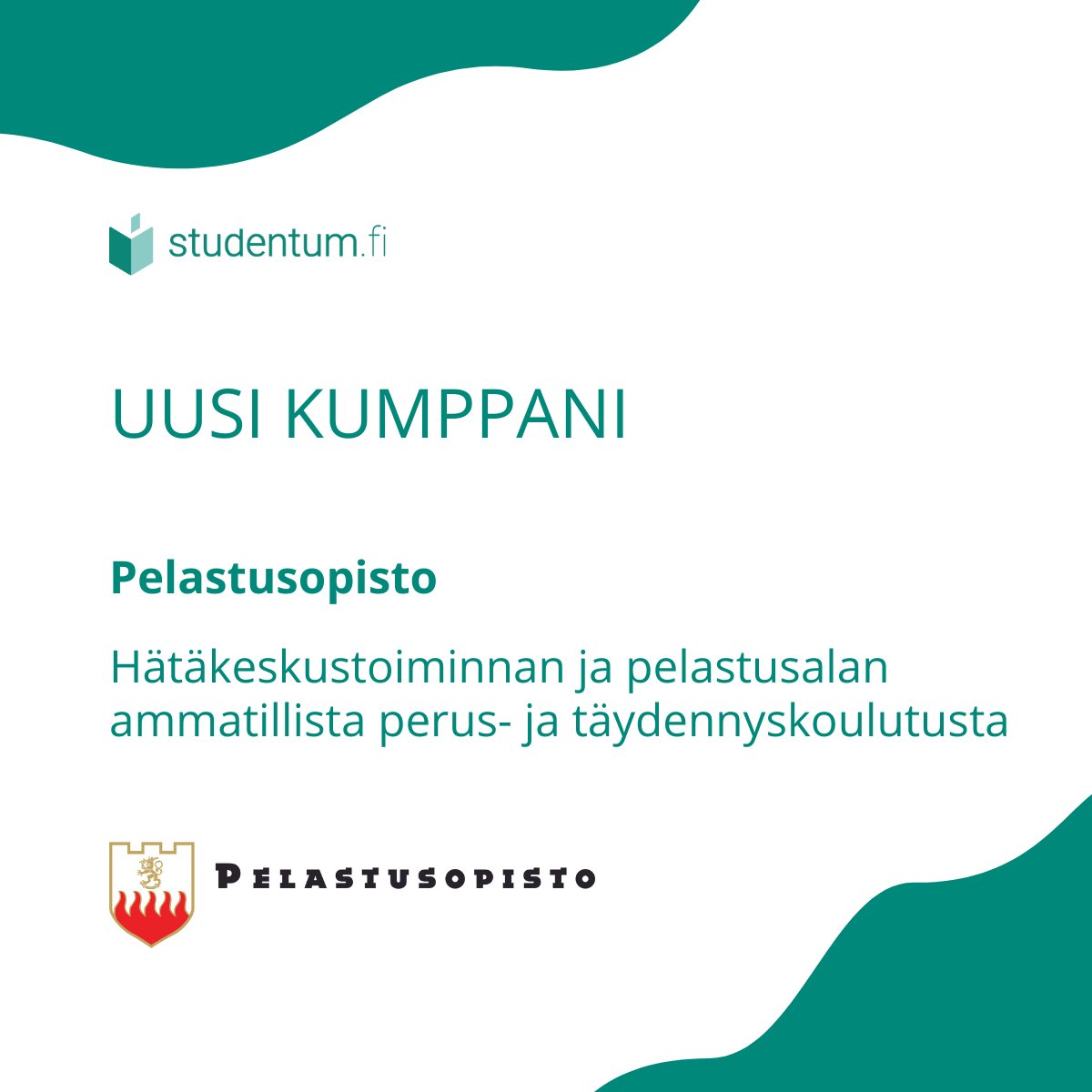 Pelastusopisto on uusi kumppanimme!🎉

Tutustu Pelastusopistoon lisää blogissamme: oppilaitoksille.studentum.fi/artikkelit/uus…