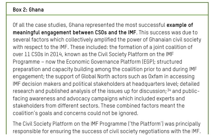BBSimons's tweet image. Oxfam says Ghana's IMF engagement in 2015 was one of the most open in the world, with strong engagement by CSOs pushing a public interest agenda. As a CSO actor, I agree. I also find that the current IMF process is the opposite: with zero govt interest in openness &amp;amp; engagement.