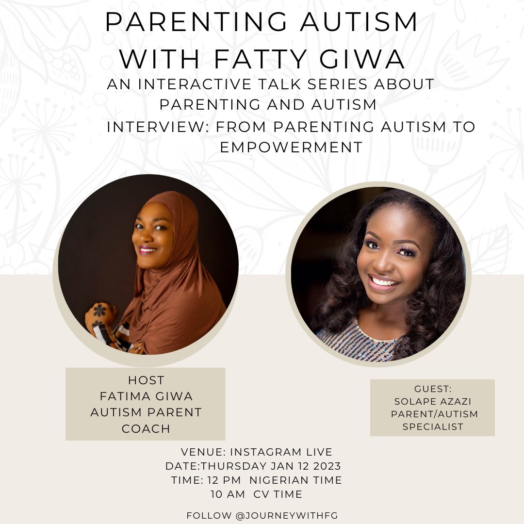 Happening live every Thursdays on Instagram @journeywithfg 

Tag someone you know who may need this🤗🤗

#parentingautism #autismmoms #nigeriansupermoms