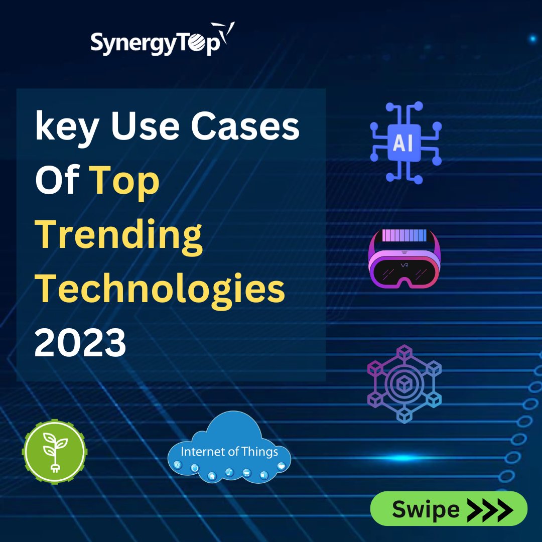 SynergyTopUSA's tweet photo. Do you know which sectors leverage these #Trending technologies most often? Find out the key use cases for the top trending #technologies of 2023. Swipe it..
#toptechnologies #ArtificialIntelligence #VirtualReality #blockchain #IOTN #Sustainability #TechTrends #UPDATE #synergytop https://t.co/oHQfGo2hBS