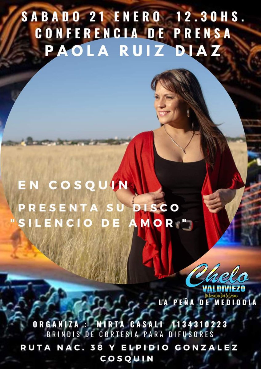 PAORUIZDIAZ16's tweet photo. Sábado 21/1/23.. 12  30 hs en COSQUIN..Conferencia de Prensa Peña del Mediodía CHELO VALDIVIEZO.. Brindis de cortesía para Prensa @AquiCosquinOk @cosquin https://t.co/8wBWK8hwip