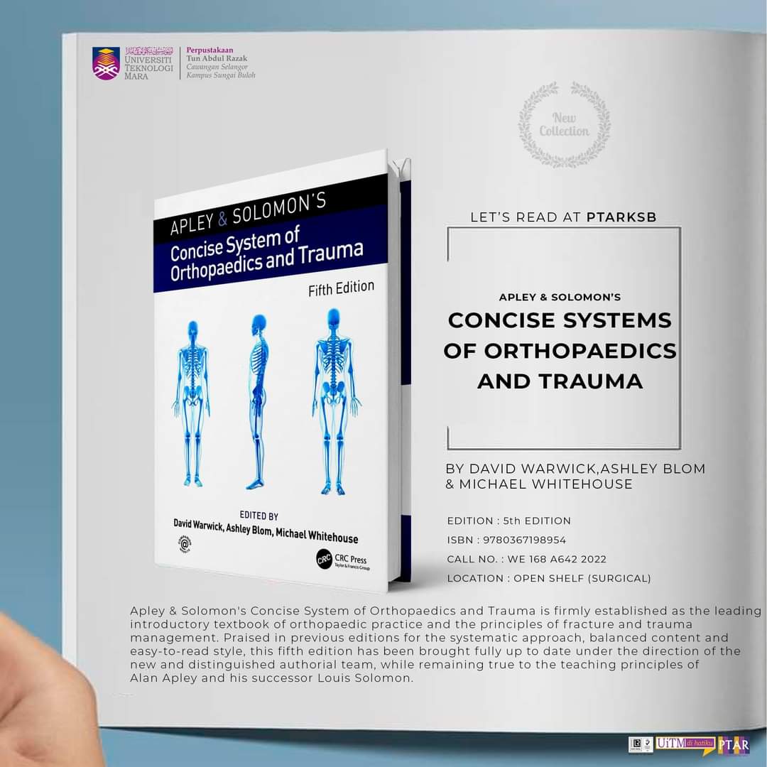 PtarKSB's tweet photo. Let’s Read@PTARKSB

APLEY AND SOLOMON’S CONCISE SYSTEM OF ORTHOPAEDICS AND TRAUMA.

Click the link for more info👇🏻
https://t.co/vF0j7Qvvre

#libraryforall
#ptarksb
#medicine https://t.co/rpCldB0a0l