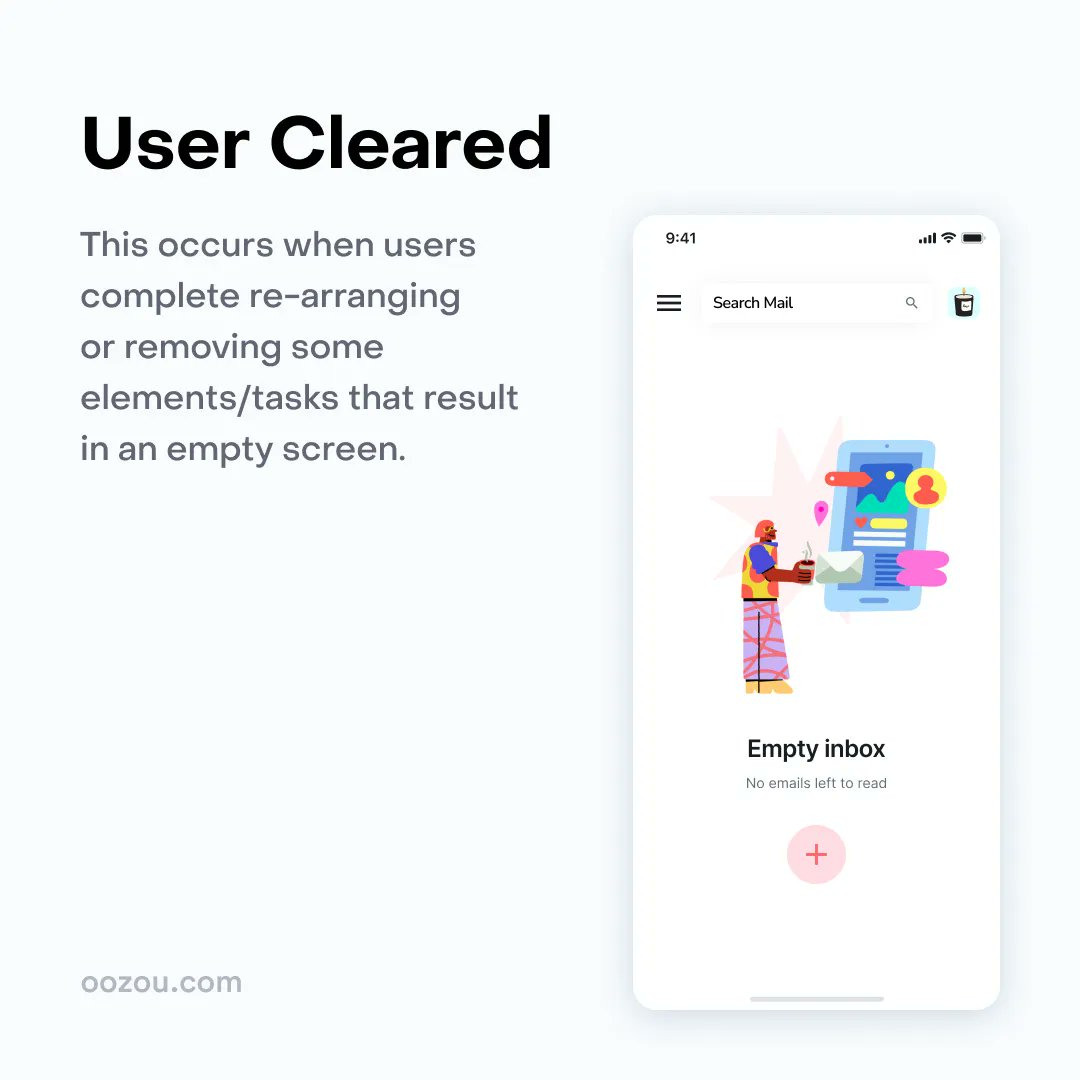 oozou's tweet photo. Don't let empty states ruin the user experience of your product! 🙅♀️
When there is nothing to display, use these 4 useful approaches to tackle those blank moments and keep your users engaged. 👊
#emptystates #userexperience #uxdesign #userexpereince #usercentric #uxtip https://t.co/m7t3i5MykR