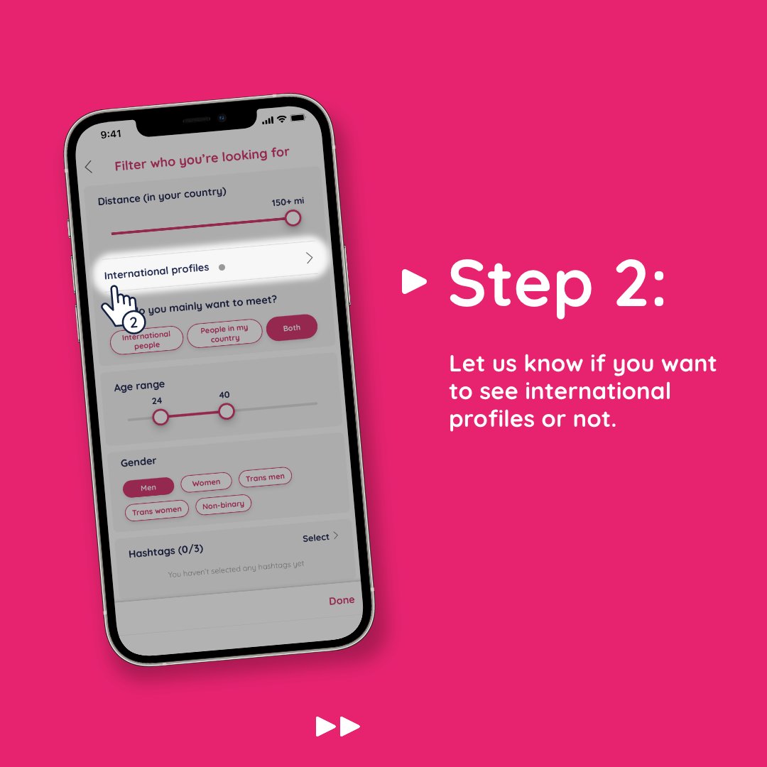 HashtagDatingHQ's tweet photo. At #Dating we know that many relationships exceed the geographical borders of a country and that love can travel the world! ✈️ That’s why we developed a feature that helps people explore international profiles and find love internationally 🌎
https://t.co/oHv03bCCjh https://t.co/cBcSHn4ddM