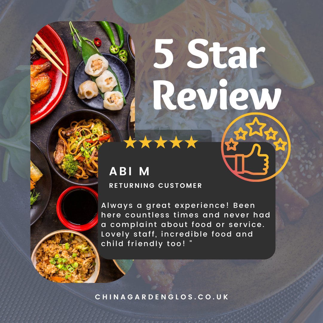 We love hearing from our happy customers, especially when they keep coming back for more!!😊 

Check out what you’re all saying about us here👉chinagardenglos.co.uk/reviews

#chinagarden #happynewyear #chineserestaurant #chinesefood #chinesetakeaway #newyearseveparty #whitminster #glos