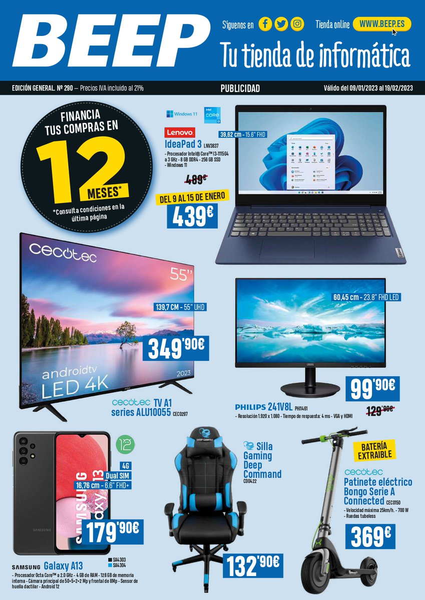 BeepTechnology's tweet photo. 📣 SUPER REBAJAS EN BEEP TORREJONCILLO 

👉🏽 Llegan las rebajas de enero y febrero con la mejor tecnología de la mano de @beep_es
 con la opción de financiar tus compras hasta 12 meses sin intereses.

📲 #LaMejorTecnología #BEEPTorrejoncillo #iTechnology https://t.co/GCVtQEjChR