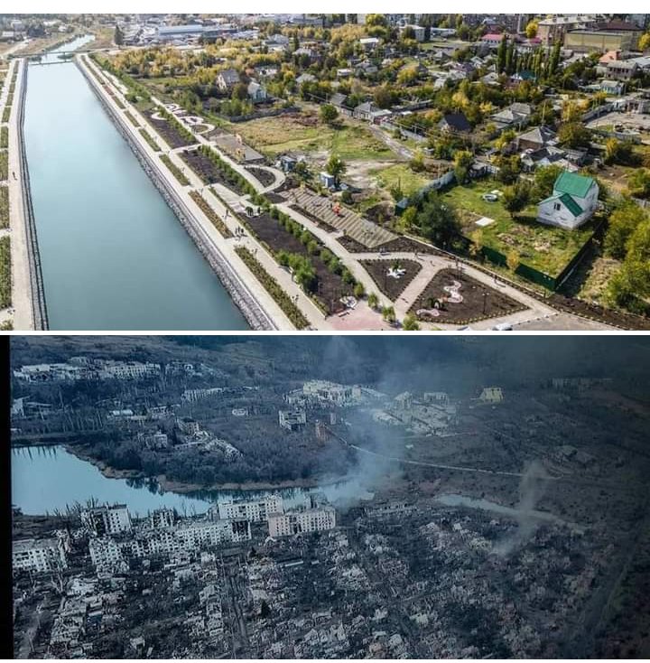 #Bakhmut  before February 24, 202 and now..
#RussiaisATerroistState 
#Ukraine️ 
#UkraineRussiaWar 
#BakhmutHolds