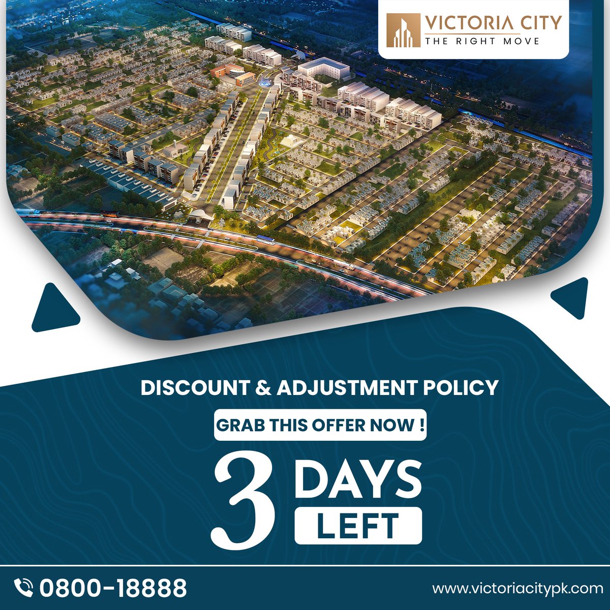Sheranwaladev's tweet photo. | 3 Days LEFT - Discount &amp; Merger Offer |

Victoria City Lahore is Offering Discount and Merging Offer on all Residential and Commercial plots.

Avail this Golden Opportunity &amp; Submit Your 'Application Form' latest by 14th January 2023.

Toll Free: 0800-18888
UAN: 03-111-228-228 https://t.co/puKzUEw0OE