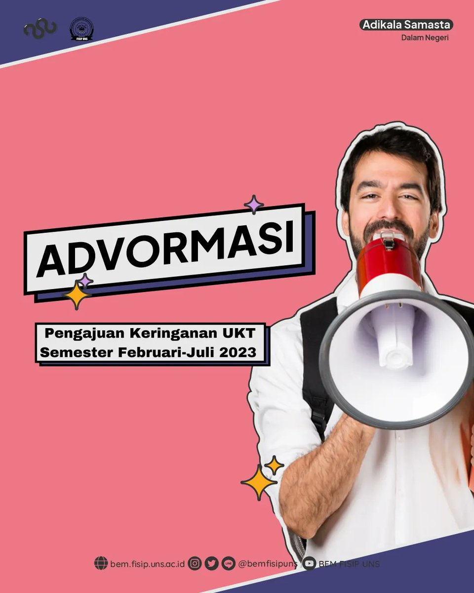 bemfisipuns's tweet photo. [PANDUAN KERINGANAN UKT SEMESTER FEBRUARI – JULI 2023]

Hallo, Sobat FISIP! ✨
Keringanan UKT semester Februari – Juli 2023 sudah mulai tanggal 11 - 24 Januari 2023. Buat kamu yang bingung gimana alur dan apa aja yang harus dilakukan, berikut kami berikan panduannya!! 🤩 https://t.co/cD8RmWeq6E