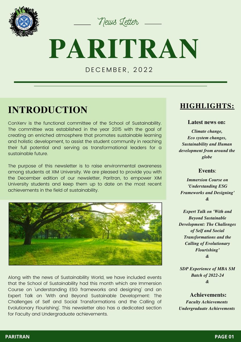 ConXerv's tweet photo. ConXerv presents it's monthly newsletter 'PARITRAN-December Edition' 
#xsos #ximuniversity #paritran https://t.co/Wv66IF4jEg