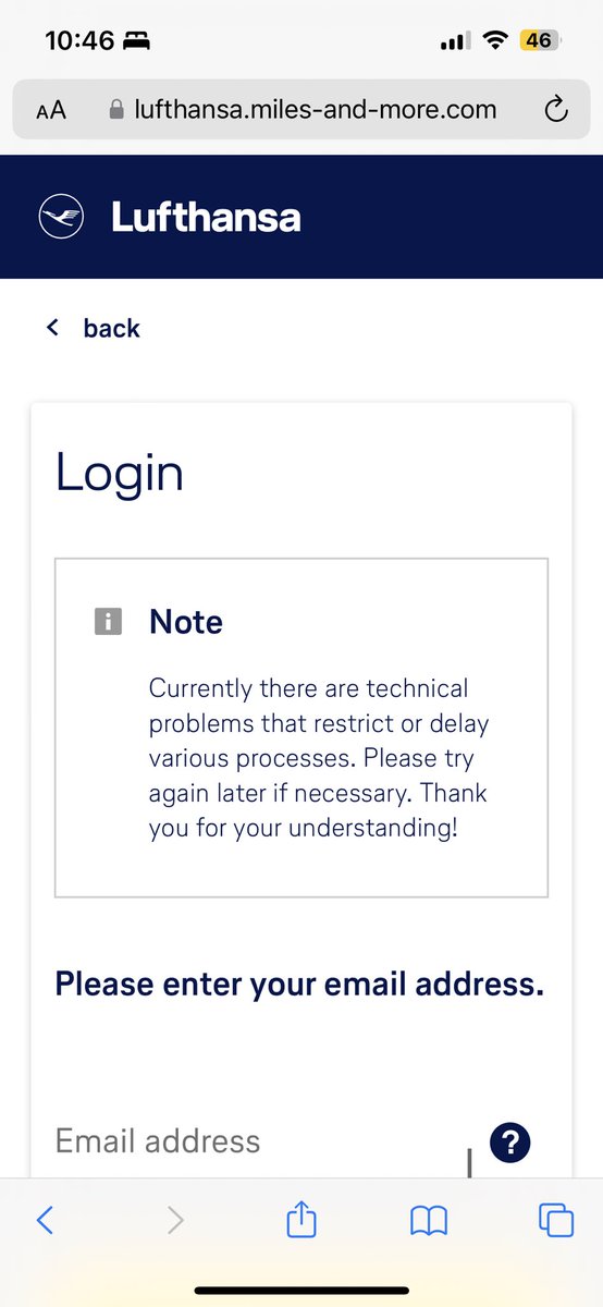 basselojjeh's tweet photo. @Lufthansa_USA your website is down. I have been attempting to use it for the past 36 hrs and I keep getting this cryptic message. Are you aware? https://t.co/iNhyKBvlaQ