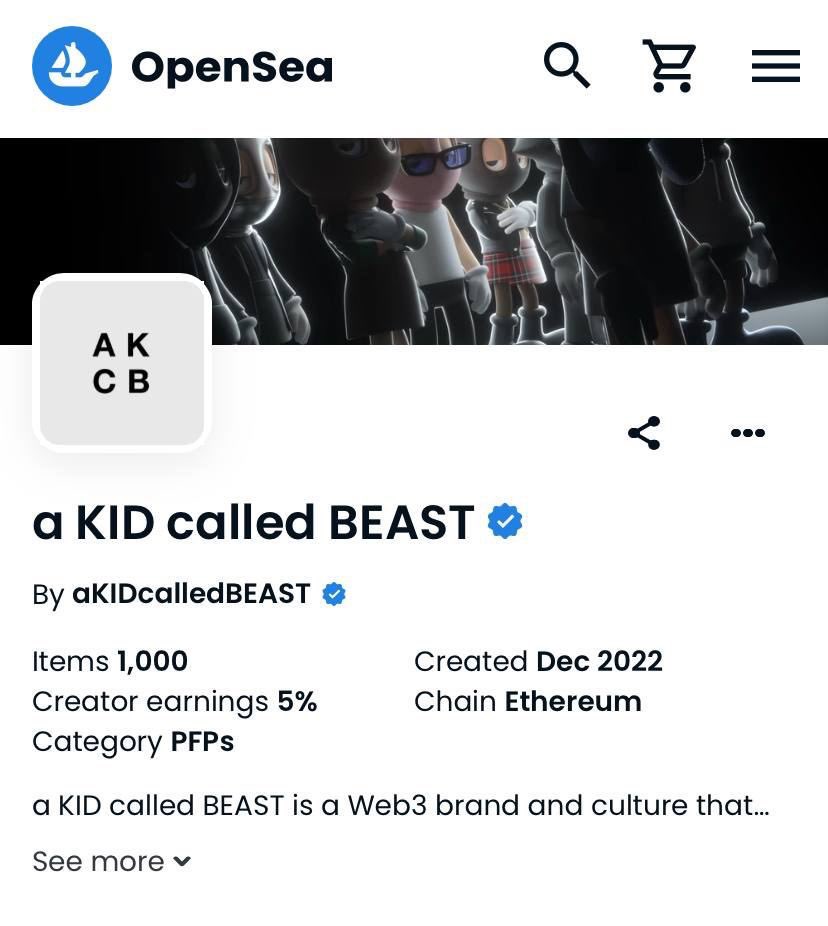 .<a href="/akidcalledbeast/">a KID called BEAST</a> is Blue Pre-Mint Baby!

Thank you <a href="/opensea/">OpenSea</a> for recognising how strong the Beast community is 💪🤝