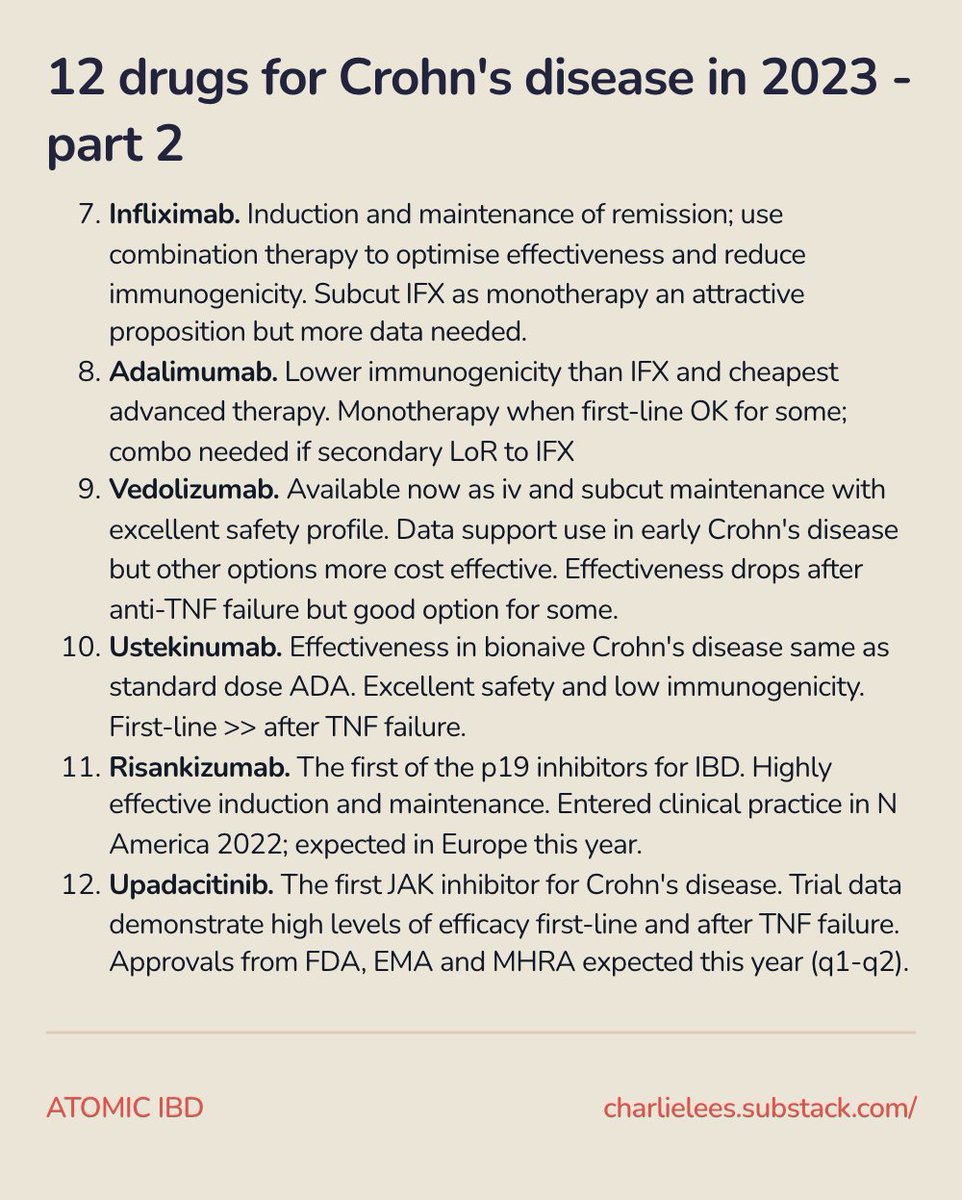 charlie_lees's tweet photo. Drug therapy for Crohn's disease in 2023 - part 2 https://t.co/SdqQUDk2AC