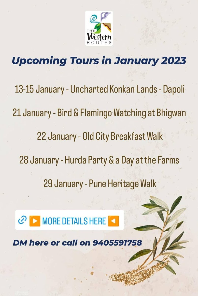 Here is what January looks like with <a href="/WesternRoutes/">The Western Routes</a> 

Check out the individual event details here
logout.world/the-western-ro…

Or simply call or WhatsApp on 9405591758 to know more! 
wa.me/message/TNNHHK…