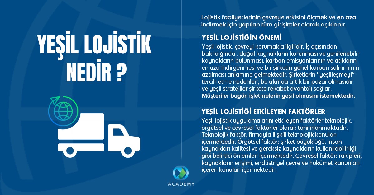 AcademyOpex's tweet photo. Yeşil Lojistik Nedir? Yeşil Lojistiğin Önemi Nedir ? Yeşil Lojistiği Etkileyen Faktörler Nelerdir?

Tüm detayları uygulamalı derslerimizle Opex Akademi'de öğrenmek için seni de bekliyoruz.

#kariyer #eğitim #opexacademy #lojistik https://t.co/DkNlX6wu5c