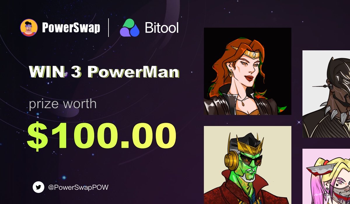 PowerSwapPOW's tweet photo. ✅The floor price of Powerman is 5 ETHW (20USDT). 🎁And every Powerman NFT 🦸‍♂️has a pledge mining function. NFT mining can produce 💲Power！You can get more money through NFT💰
#Powerswap #Giveaway #Bitool #cryptotools
🫱DO NOT MISS THE CHANCE FOR THE FREE NFT!!!👈 https://t.co/pzYfC1f7zB