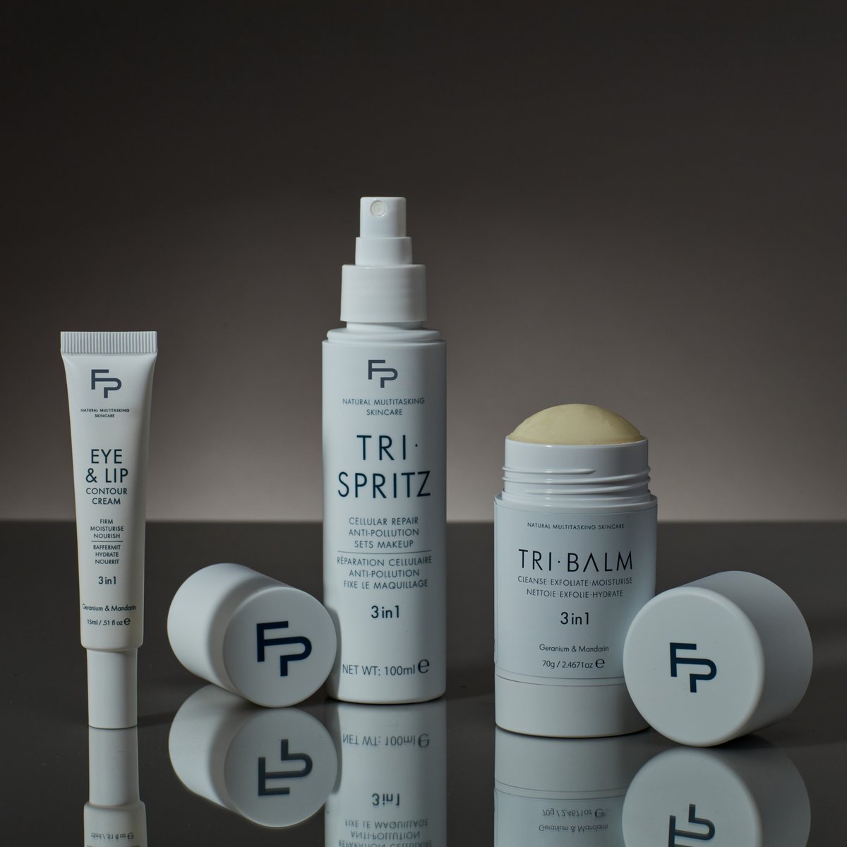 Simplify your skincare routine with our Daily Essential Set. Designed to help you achieve better skin in fewer steps, easy to understand, simple to use and highly effective. 

The set comprises

Tri-Balm 70g Stick or Tri-Balm 70g Jar
Tri-Spritz 100ml
Eye &amp; Lip Contour Cream